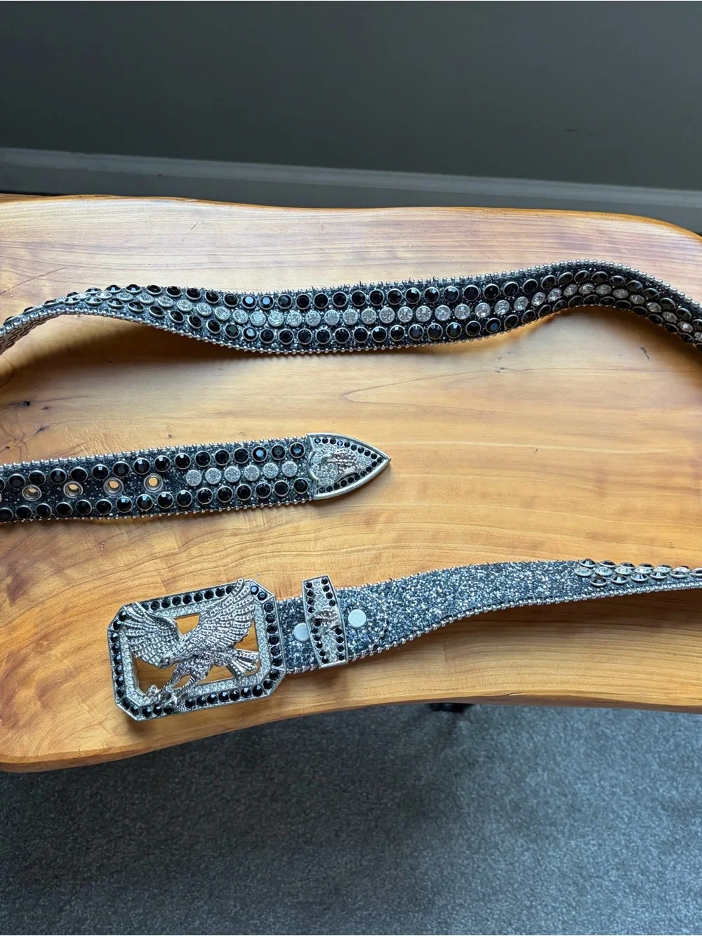 Embellished Black Crystal Men's Western Belt